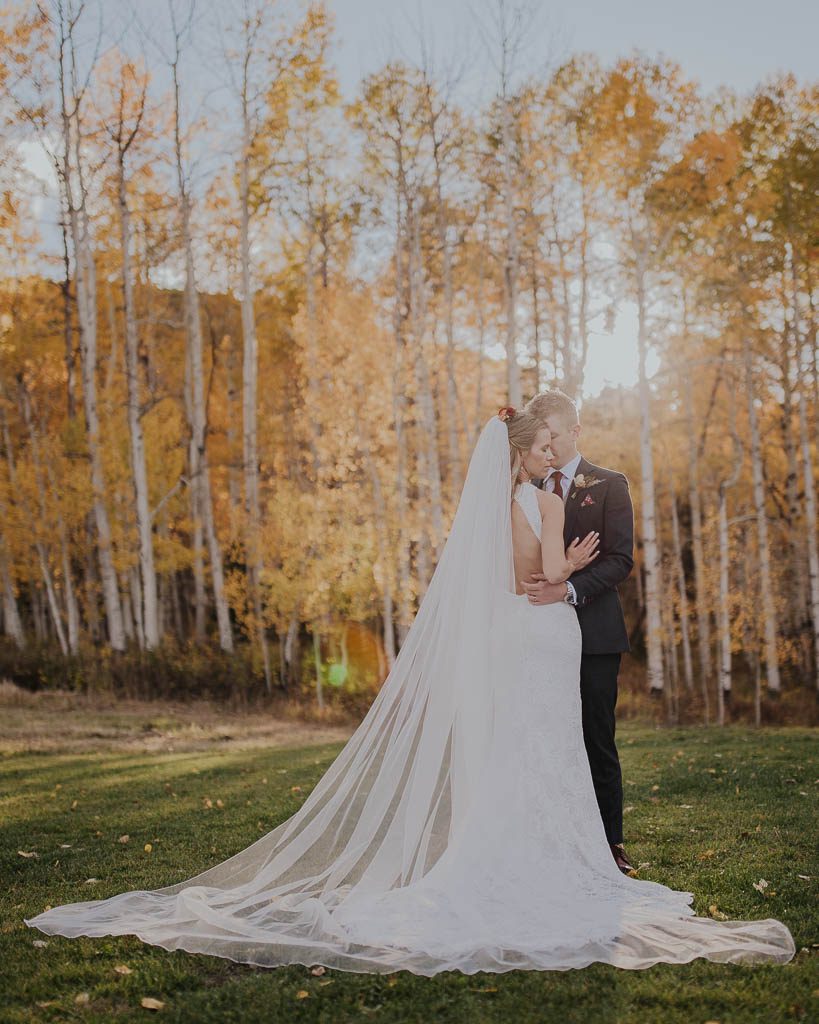 Ashley and Chris' wedding at Lynn Britt cabin in Aspen, Colorado in the fall